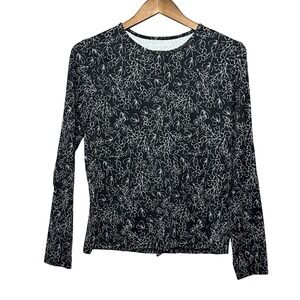 Hang Ten Rash Guard Size M Black Floral UPF 50+ Sun Shirt Long Sleeve Swim Surf